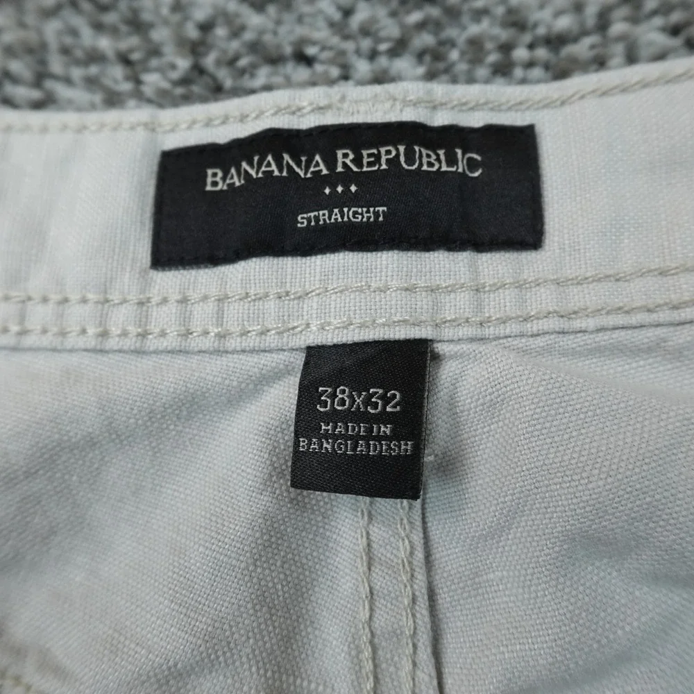 Banana Republic Pants Mens 38X32 Gray Linen Straight Chino Trouser Flat Front